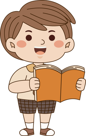 Boy standing with book  Illustration