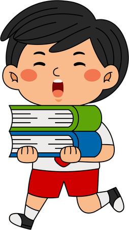 Boy standing with book  Illustration