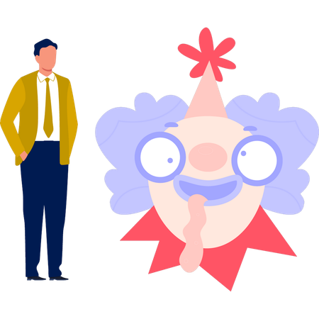 Boy standing with clown face  Illustration