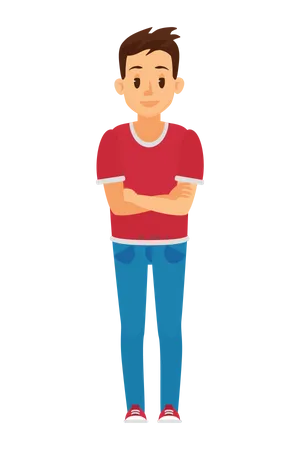 Boy standing with cross arms  Illustration