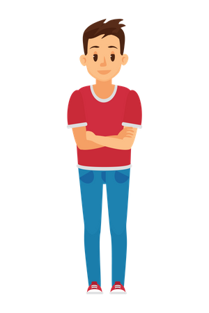 Boy standing with cross arms  Illustration