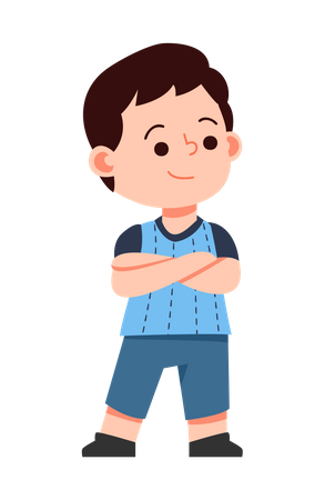 Boy standing with cross hand Illustration