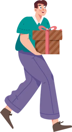 Boy standing with gift  Illustration