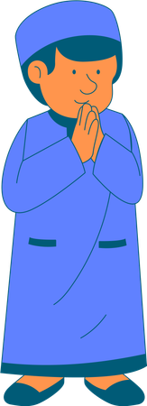 Boy standing with hands in front begging  Illustration