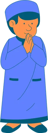 Boy standing with hands in front begging  Illustration