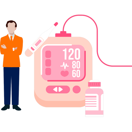 Boy standing with heart readings  Illustration