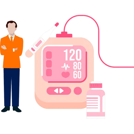 Boy standing with heart readings  Illustration