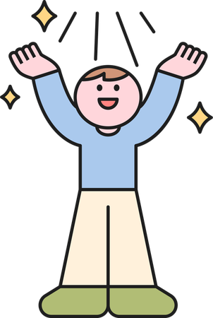 Boy standing with open hands  Illustration