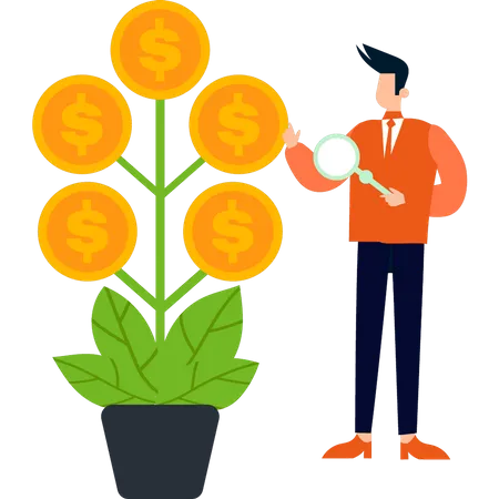 The Boy Stands By The Dollar Plant Illustration