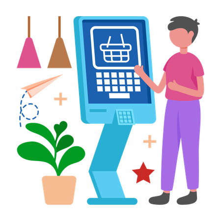 Boy Stay Connected with Smart Display  Illustration
