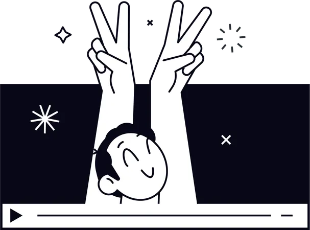 Boy Streaming Video  Illustration