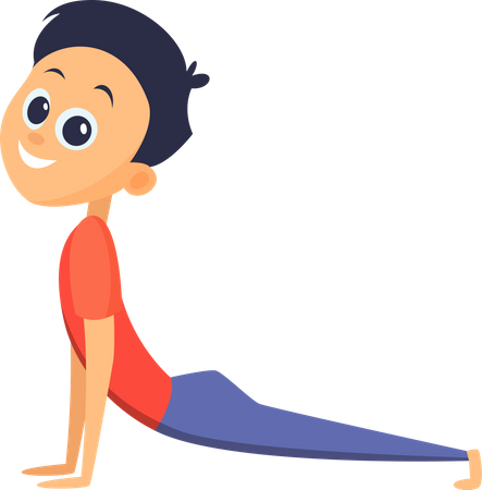 Boy stretching back Illustration