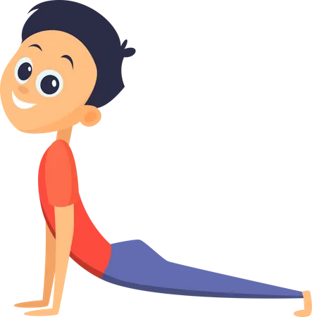 Boy stretching back Illustration