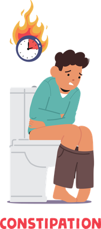 Boy Struggling With Constipation  Illustration