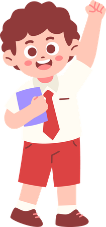 Boy Student Are Raising His Hand  Illustration