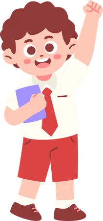 Boy Student Are Raising His Hand  Illustration