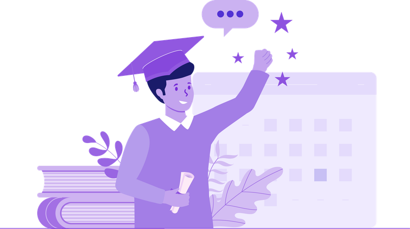 Boy student Completed Graduation  Illustration