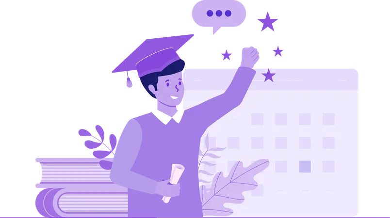 Boy student Completed Graduation  Illustration