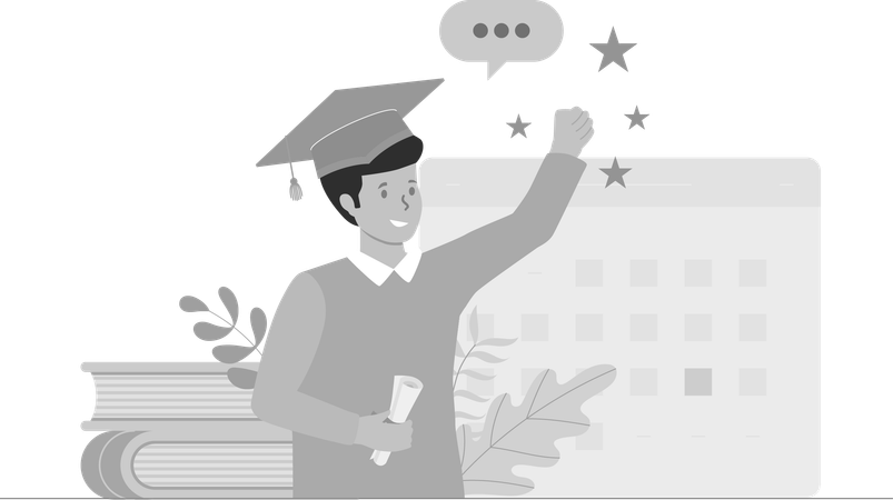 Boy student Completed Graduation  Illustration