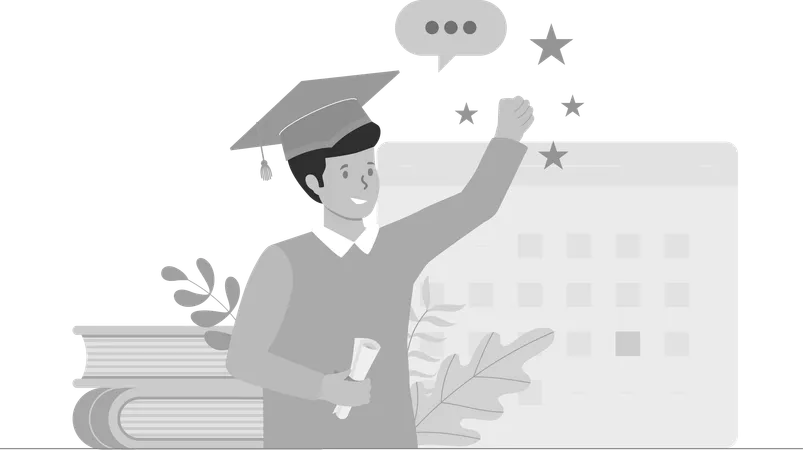 Boy student Completed Graduation  Illustration