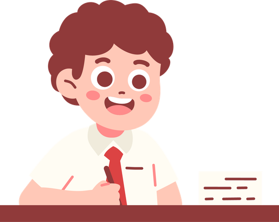 宿題をしている男子生徒  イラスト