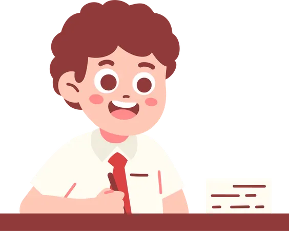 宿題をしている男子生徒  イラスト