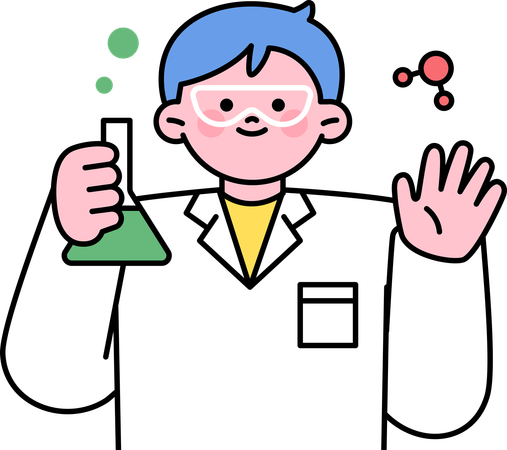 Boy student doing science experiment  Illustration