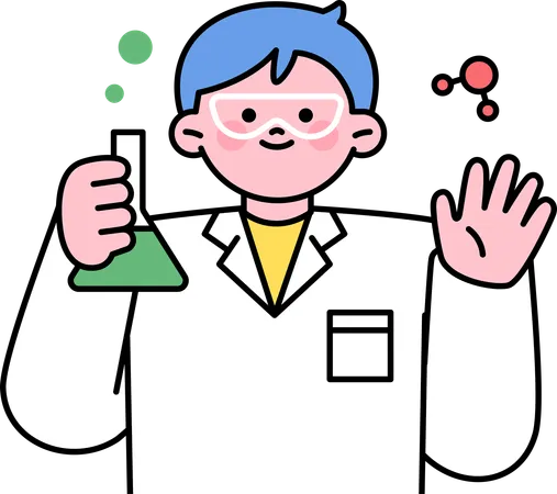 Boy student doing science experiment  Illustration