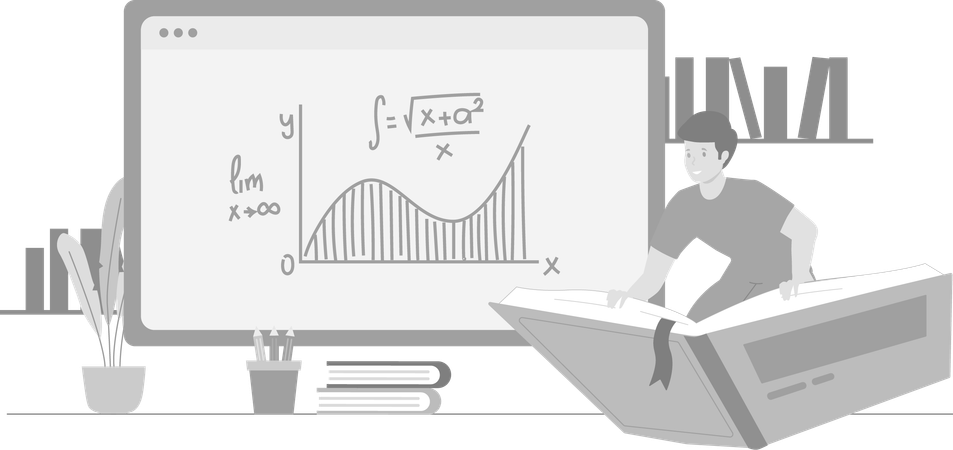 Boy student Flying With Science Book  Illustration