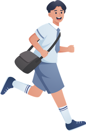 Boy Student going to school  Illustration