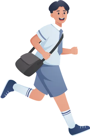 Boy Student going to school  Illustration