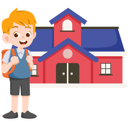 Boy Student going to school  Illustration