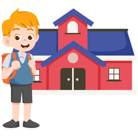 Boy Student going to school  Illustration