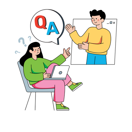 Boy student having Q&A session with teacher  Illustration