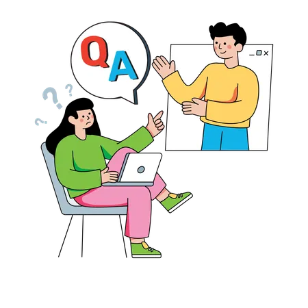 Boy student having Q&A session with teacher  Illustration