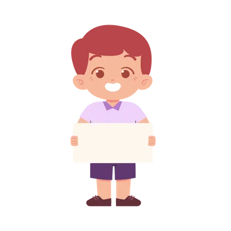 Boy Student Holding Blank Paper  Illustration