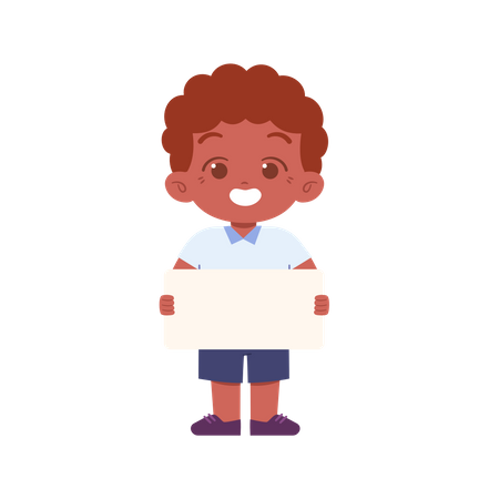 Boy Student Holding Blank Paper  Illustration