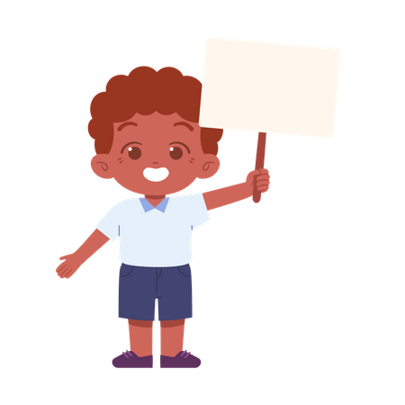 Boy Student Holding Board In Right Hand Illustration