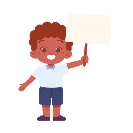 Boy Student Holding Board In Right Hand  Illustration