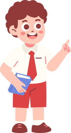 Boy student holding book  Illustration