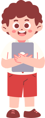 Boy Student Holding Book  Illustration
