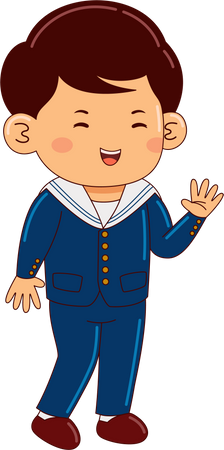 Boy Student In Uniform  Illustration
