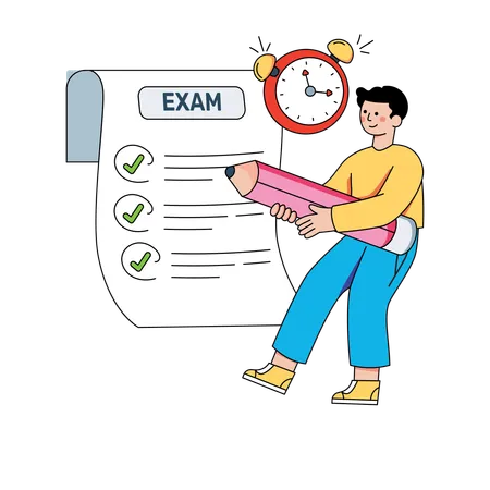 Boy student is giving during exam time  Illustration