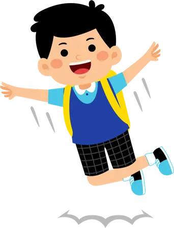 Boy student jumping in air  Illustration