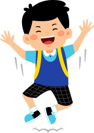 Boy student jumping out of joy  Illustration