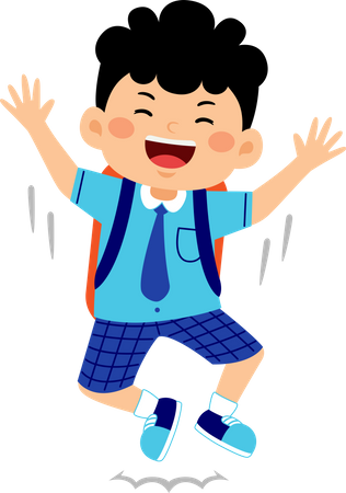 Boy student jumping out of joy  Illustration