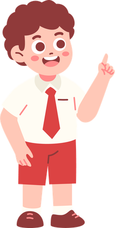 Boy Student raising finger  Illustration