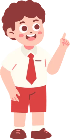 Boy Student raising finger  Illustration