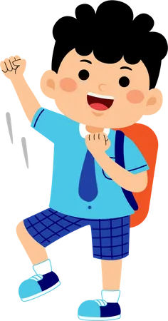 Boy student raising hand  Illustration