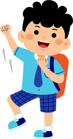 Boy student raising hand  Illustration